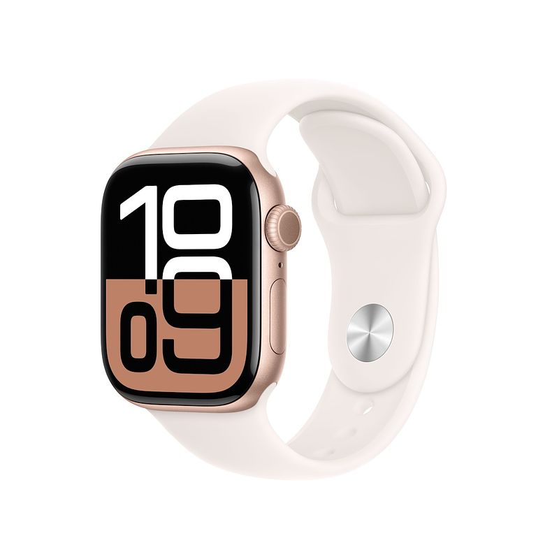 Foto van Apple watch series 10 gps 42mm aluminium case met light blush sport band - m/l smartwatch roze