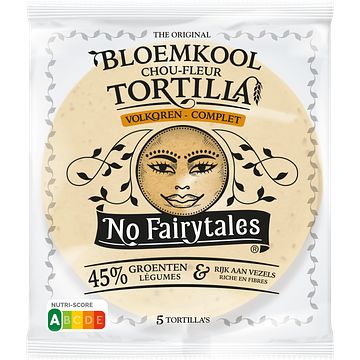 Foto van No fairytales the original bloemkool tortilia volkoren 5 stuks 200g aanbieding bij jumbo | 25% korting