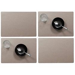 Foto van Set van 4x stuks stevige luxe tafel placemats zafiro taupe/grijs 30 x 43 cm - placemats