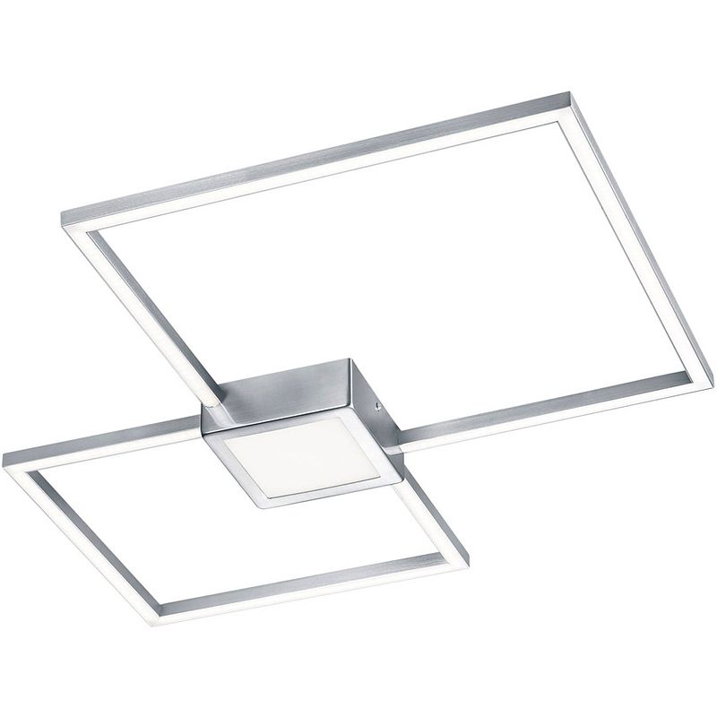 Foto van Led plafondlamp - trion hydro - 28w - warm wit 3000k - dimbaar - vierkant - mat nikkel - aluminium