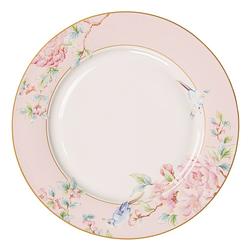 Foto van Clayre & eef dinerbord ø 27 cm roze wit porselein bloemen eetbord groot bord roze eetbord groot bord