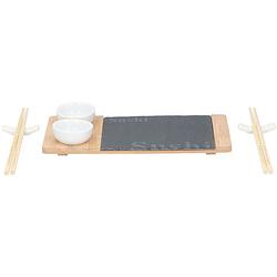 Foto van Bamboe sushi serveerset voor 2 personen 7-delig - serveerplanken