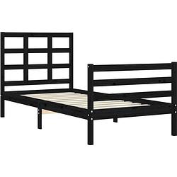 Foto van The living store bedframe massief grenenhout - zwart - 195.5 x 95.5 x 100 cm - multiplex lattenbodem