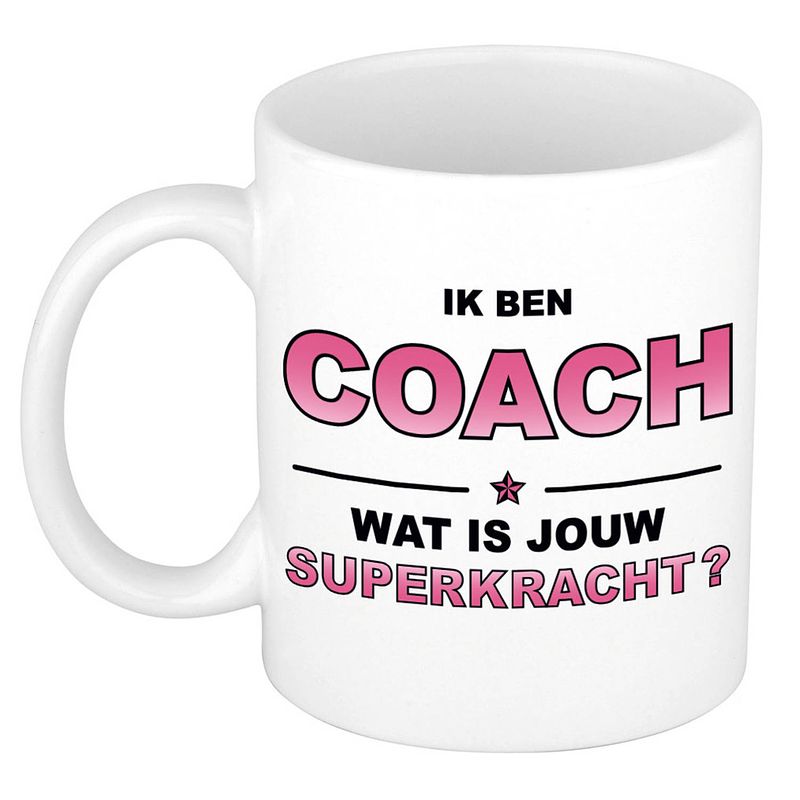 Foto van Ik ben coach wat is jouw superkracht kado mok / beker / verjaardag - feest mokken