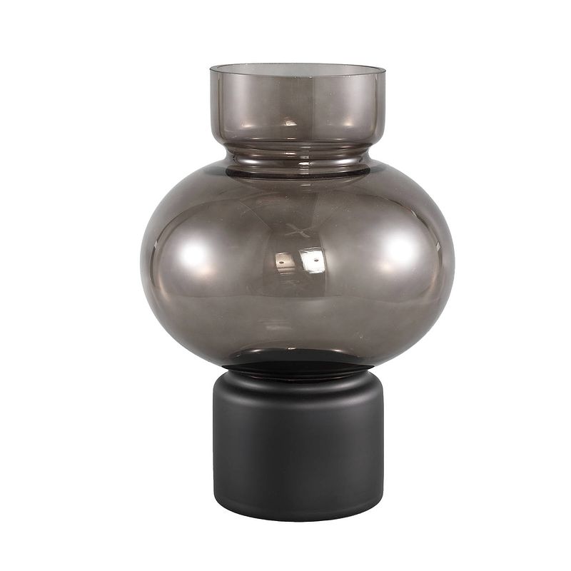 Foto van Ptmd nyda grey glass vase on base round l