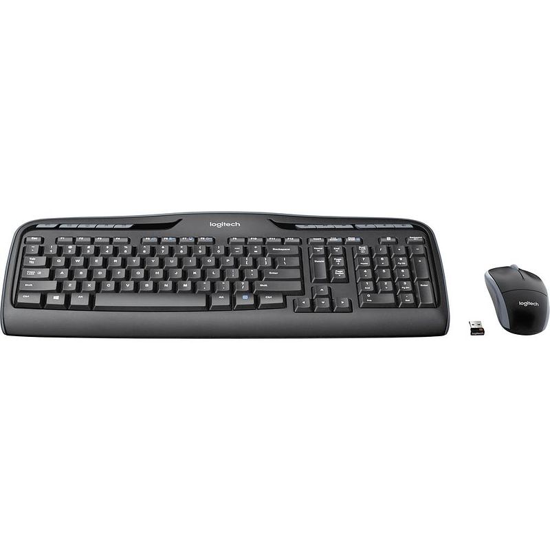 Foto van Logitech mk330 set met toetsenbord en muis radiografisch multimediatoetsen qwerty, us internationaal zwart