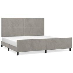 Foto van The living store bedframe lichtgrijs fluweel - 203 x 206 x 118/128 cm - verstelbare hoogte - ondersteunende poten -