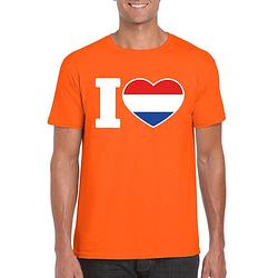 Foto van Oranje i love holland supporter shirt heren - oranje koningsdag/ holland supporter kleding s