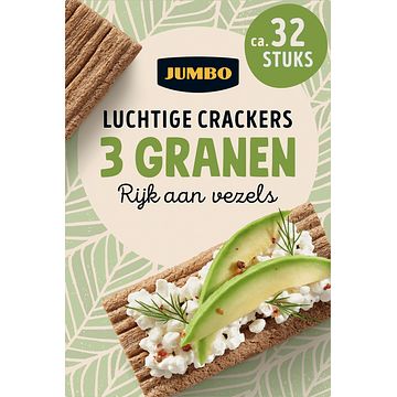 Foto van Jumbo luchtige crackers 3 granen 2 x 130g