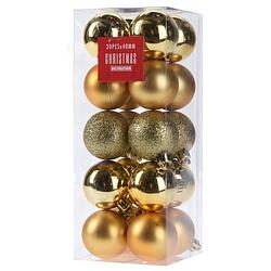 Foto van 20x kleine gouden kunststof kerstballen 4 cm glitter/mat/glans - kerstbal