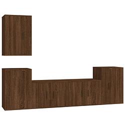 Foto van The living store televisiekastenset trendy bruineiken - 2x 57x34.5x40cm - 3x 40x34.5x60cm