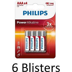 Foto van 24 stuks (6 blisters a 4 st) philips power alkaline aaa