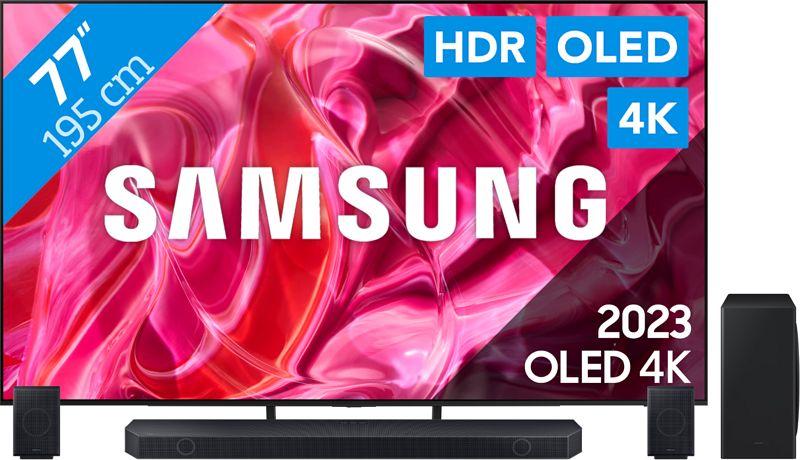 Foto van Samsung qd oled 77s90c (2023) + soundbar