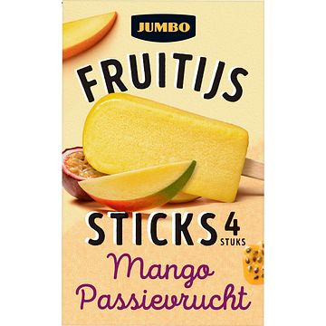 Foto van Jumbo fruitijs sticks mangopassievrucht 4 stuks