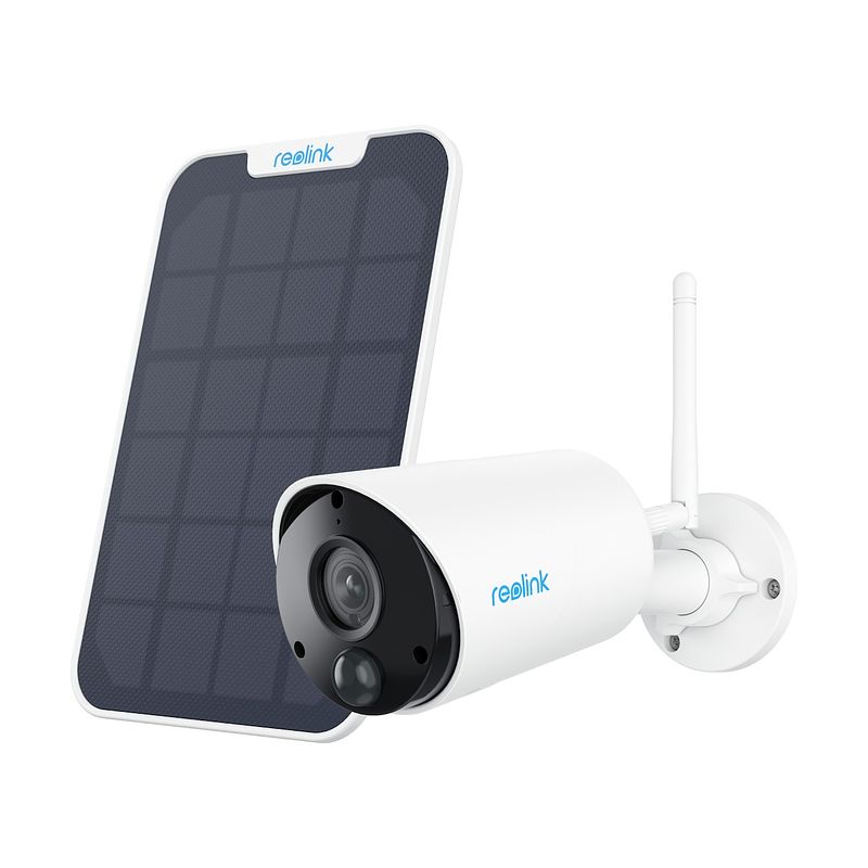 Foto van Reolink argus series b320 met zonnepaneel ip-camera wit