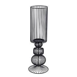 Foto van Ptmd thieme black iron round wired candle holder l