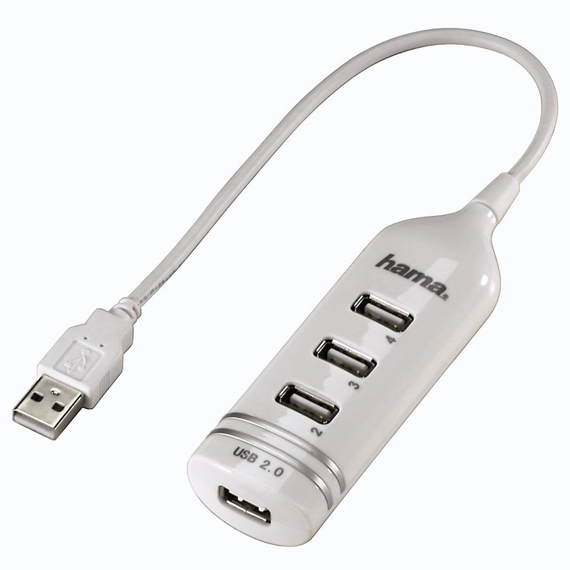 Foto van Hama usb 2.0 hub 1:4 bus-powered usb hub wit