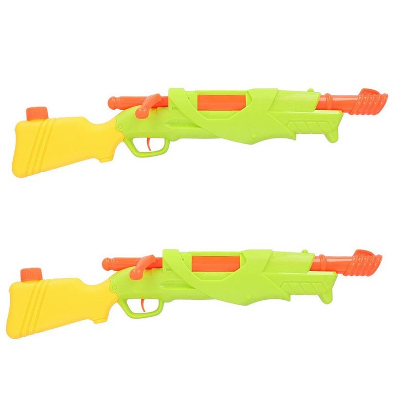 Foto van 2x waterpistolen/waterpistool groen van 52 cm 212 ml kinderspeelgoed - waterpistolen