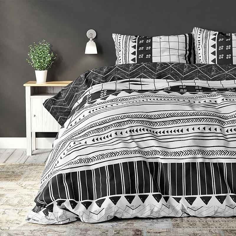 Foto van Dekbedovertrek stripe white dekbedovertrek - lits-jumeaux (240x220 cm) - wit polyester-katoen - dessin: patroon - sleeptime elegance -