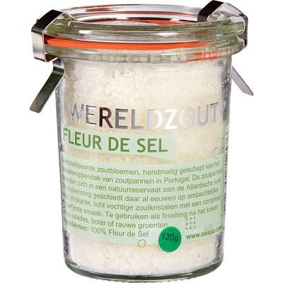 Foto van Esspo fleur de sel wereld zout - in glazen pot