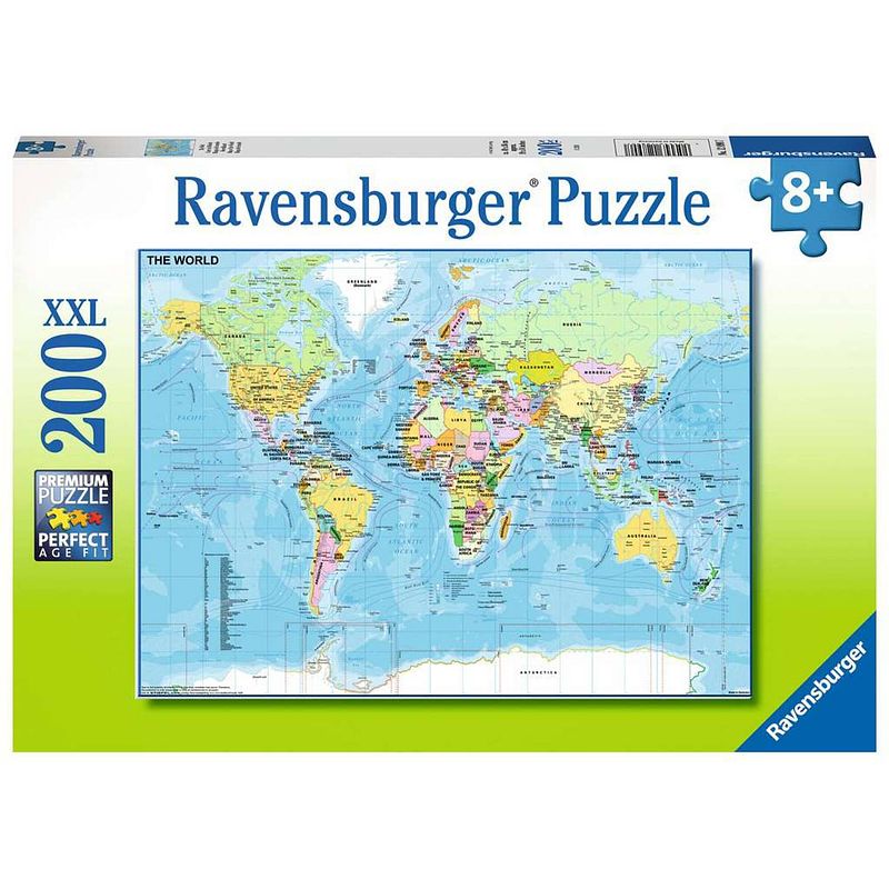 Foto van Ravensburger puzzel wereldkaart 200pcs