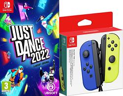 Foto van Just dance 2022 + nintendo switch joy-con set blauw/neon geel