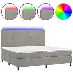 Foto van The living store boxspring met led - 203x200x118/128 cm - fluweel - pocketvering - huidvriendelijk