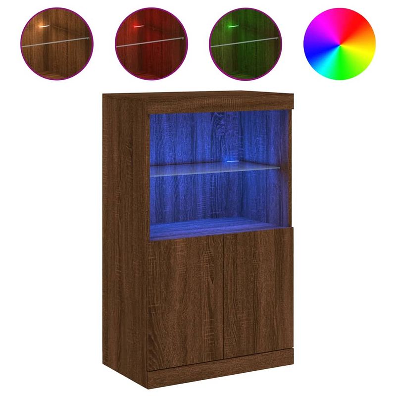 Foto van Vidaxl dressoir met led-verlichting 60,5x37x100 cm bruineikenkleurig