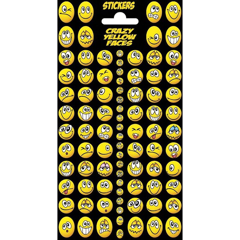 Foto van Funny products stickervel crazy faces papier geel 88 stuks