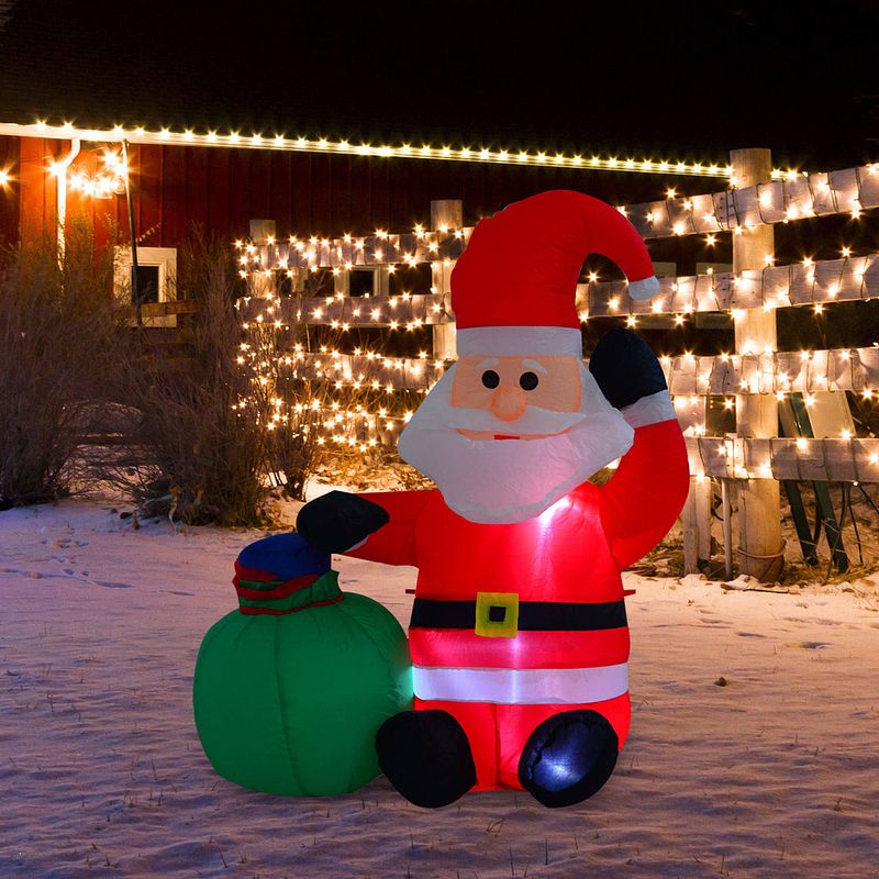 Foto van Opblaasbare kerstman - kerstman - met zak - kerstversiering - kerst - kerstverlichting buiten - kerstverlichting - 12...