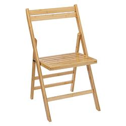 Foto van Klapstoel van bamboe hout - lichtbruin - 46 x 44 x 78 cm - bijzet stoelen - klapstoelen