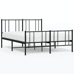 Foto van The living store bedframe klassiek zwart - 196x125x90cm - robuust metalen constructie