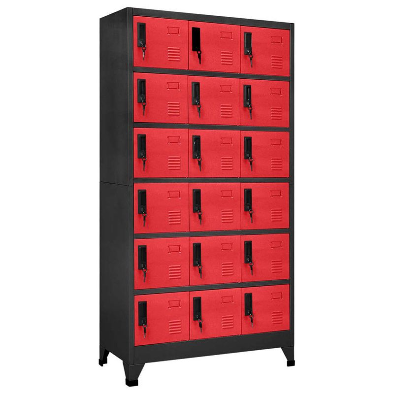 Foto van Vidaxl lockerkast 90x40x180 cm staal antracietkleurig en rood