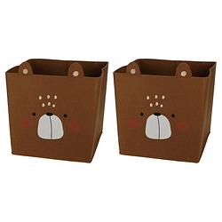 Foto van 2x stuks opbergmand vilt kinderkamer - dieren thema beer - 32 x 32 x 32 cm - opbergmanden