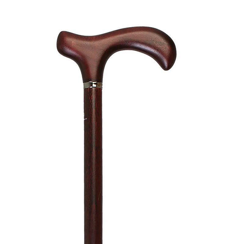 Foto van Classic canes houten wandelstok - beukenhout - bordeauxrood - derby handvat - voor heren en dames - lengte 92 cm