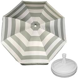 Foto van Parasol - zilver/wit - d180 cm - incl. draagtas - parasolvoet - 42 cm - parasols