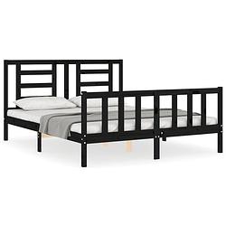 Foto van The living store bedframe - massief grenenhout - 205.5 x 155.5 x 100 cm - zwart - king size