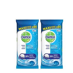 Foto van Dettol schoonmaakdoekjes power & fresh - katoenfris - 80 stuks x2