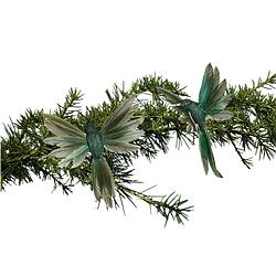 Foto van House of seasons kerst kolibries -2x - vogels op clip - groen - 14,5cm - kersthangers