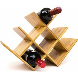 Foto van Budu wijnrek bamboe 8 flessen - wijnrek hout - houten wijnrek - flessenrek - bamboe wijnrekken - wijnrek design
