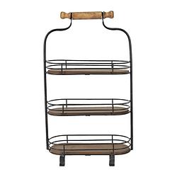 Foto van Haes deco - etagère 3 laags - 31x17x53 cm - zwart - metaal - taartplateau, serveerschaal, fruitschaal