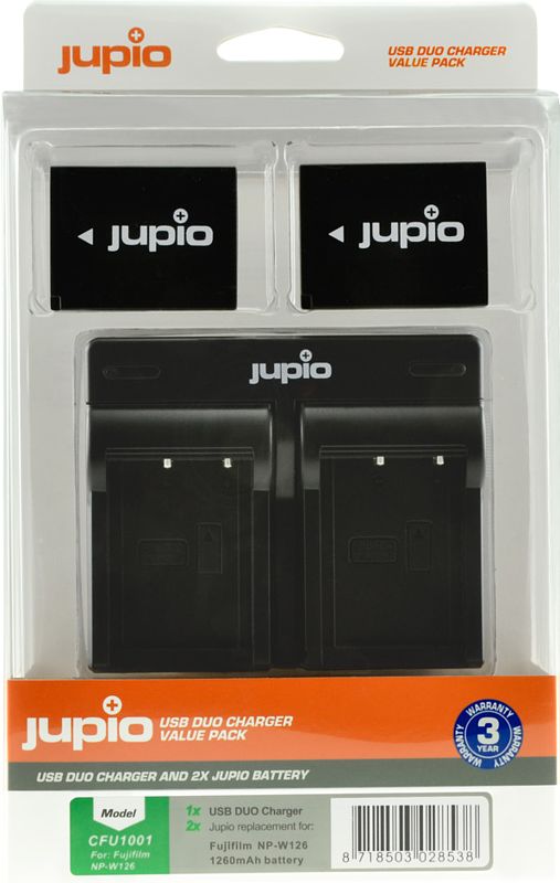 Foto van Jupio kit: 2x battery np-w126s + usb dual charger