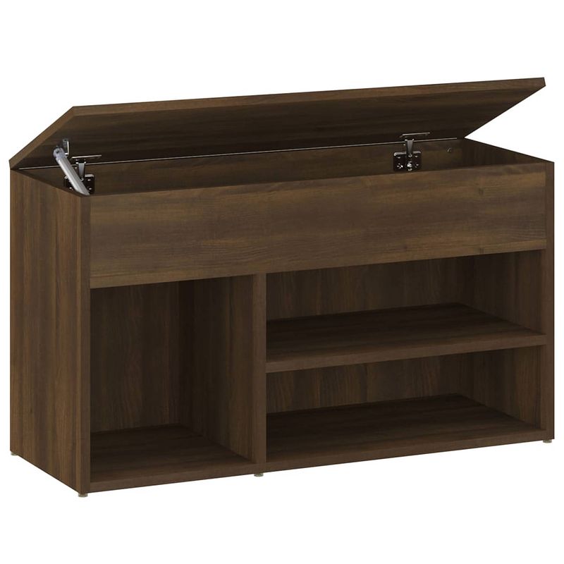 Foto van The living store schoenenbank - bruineiken - 80 x 30 x 45 cm - praktisch bewerkt hout - voldoende opbergruimte