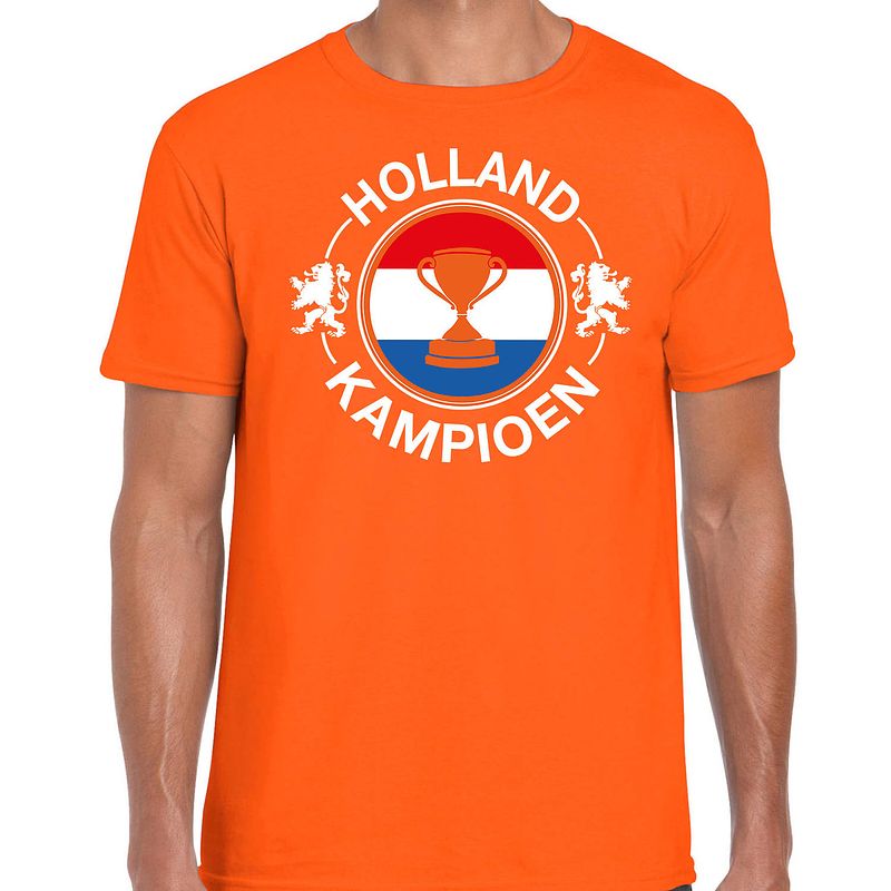 Foto van Oranje fan shirt / kleding holland kampioen met beker ek/ wk voor heren 2xl - feestshirts