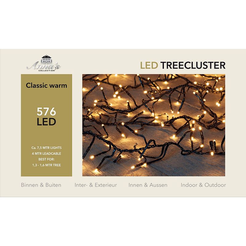 Foto van 1,3-1,6m treecluster 7,5m/576led classic warm anna's collection