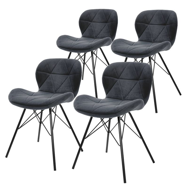 Foto van Ml-design set van 4 eetkamerstoelen met rugleuning, antraciet, keukenstoel met fluwelen bekleding, gestoffeerde stoel