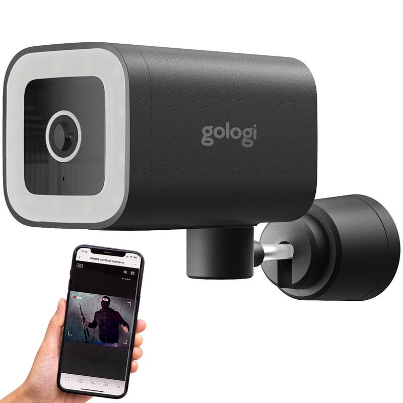 Foto van Gologi premium outdoorcamera - nachtzicht - camera - 4mp - ip camera - geluid/bewegingsdetectie - wifi/app - zwart