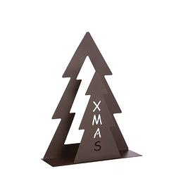 Foto van Tealight holder x-mas tree d. brown - l17,5xw8xh23cm