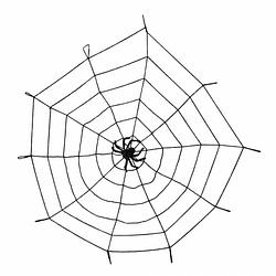 Foto van Elastisch decoratie spinnenweb met spin 150 cm - halloween versiering