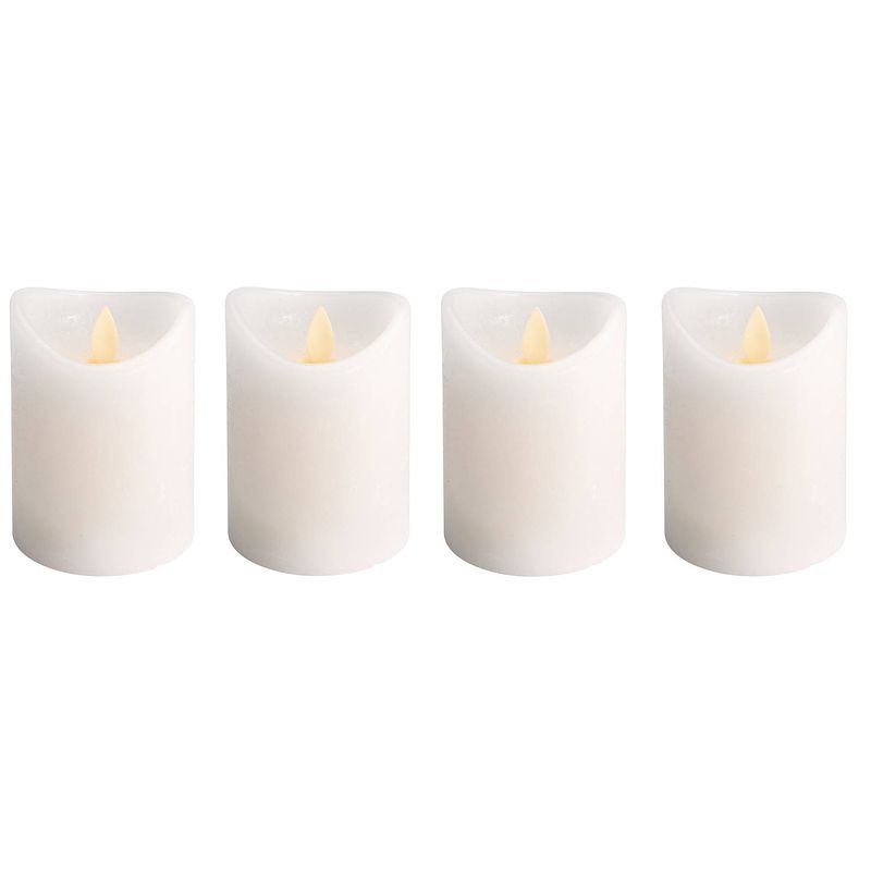 Foto van Set van 4x stuks led kaarsen/stompkaarsen ivoor wit met afstandsbediening - led kaarsen